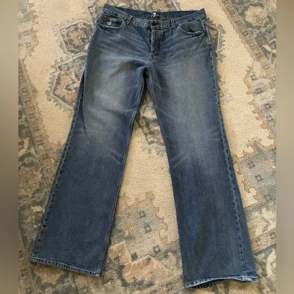 7 For All Mankind Button Fly 100% Cotton Jeans 38 x 33 - Picture 1 of 11